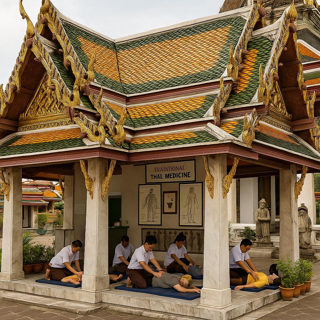 Wat-Pho-Massageschule Bangkok – Traditionelle Thai-Massage im Pavillon