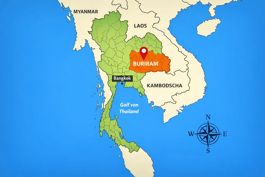Buriram Lage in Thailand – Provinz Buriram im Isaan (Nordosten)