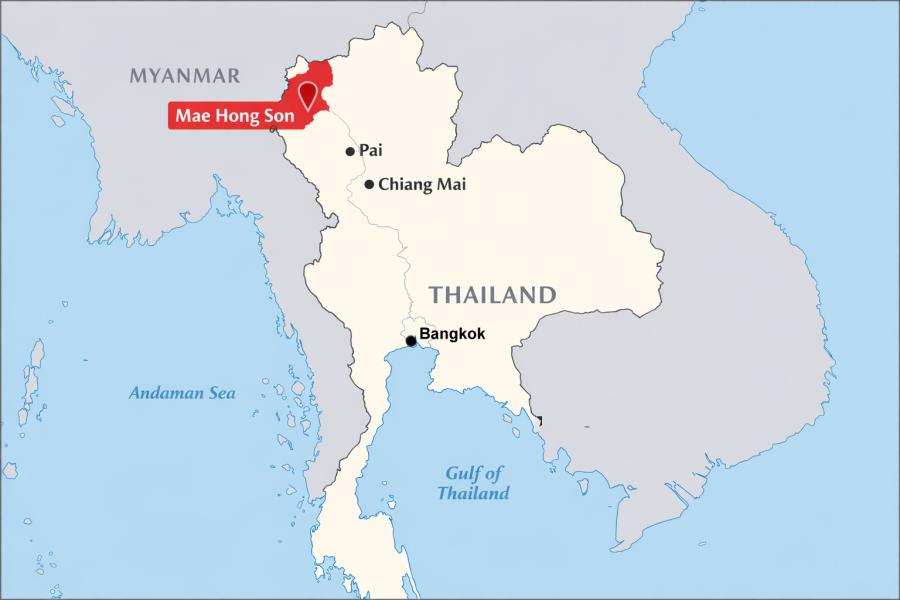 Lage von Mae Hong Son auf der Thailand Karte