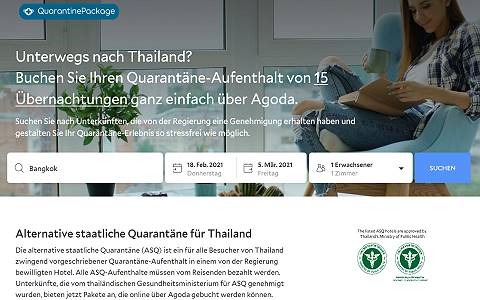 Quarantäne Hotels Thailand