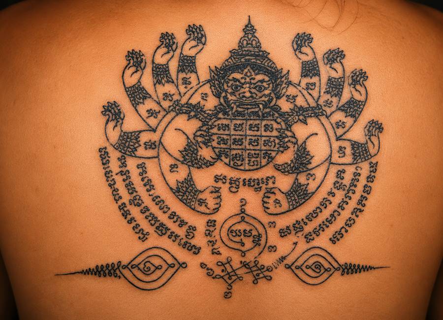 Sak-Yant-Tätowierung mit Ganesha in Thailand