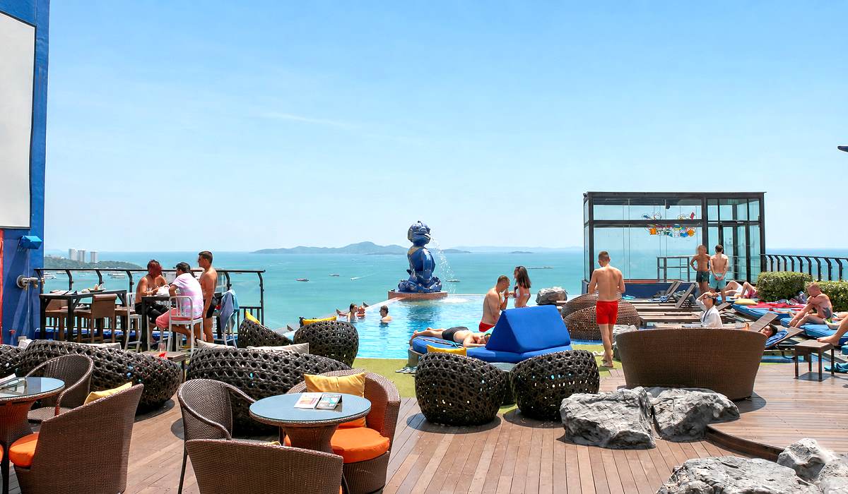 Skybar Summer Club mit Dachpool und Blick auf die Bucht von Pattaya