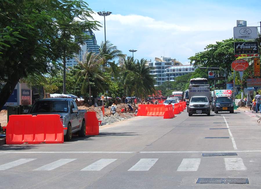 Bauarbeiten pattaya beach roadthailand